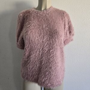 Fuzzy Pink Short Sleeve Sweater